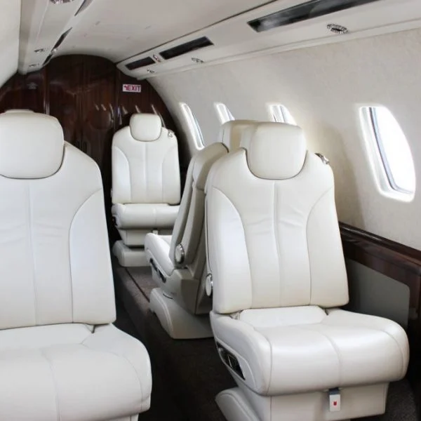 Cessna Citation Sovereign cabin with cream leather passenger seats
