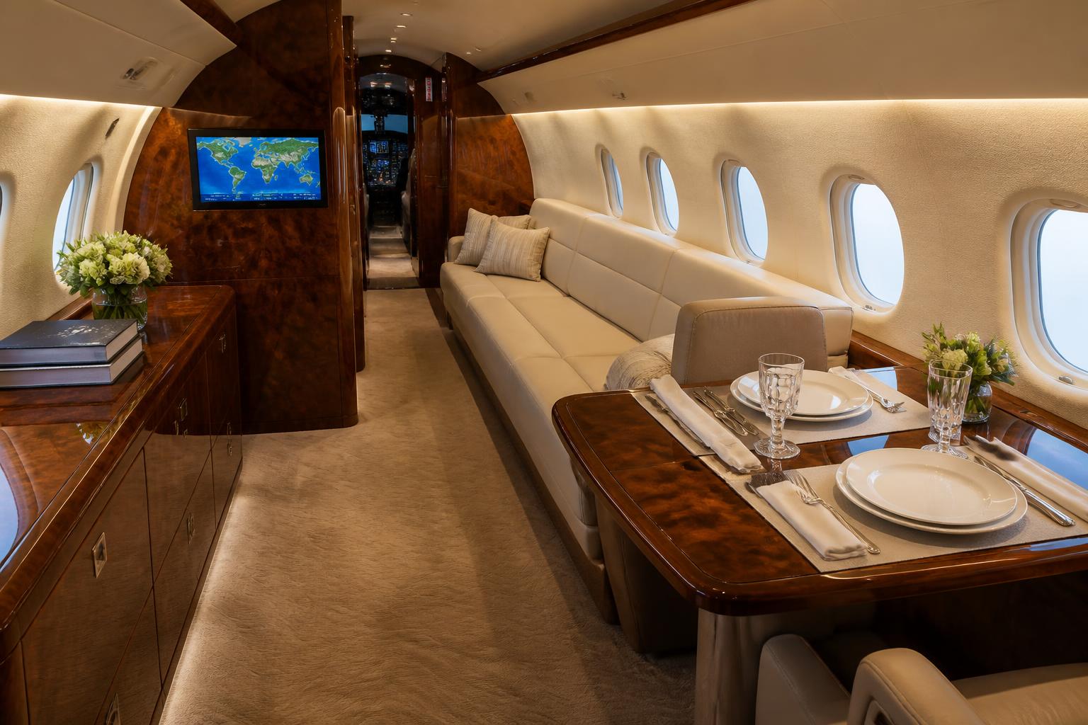 Gulfstream V lounge and dining area