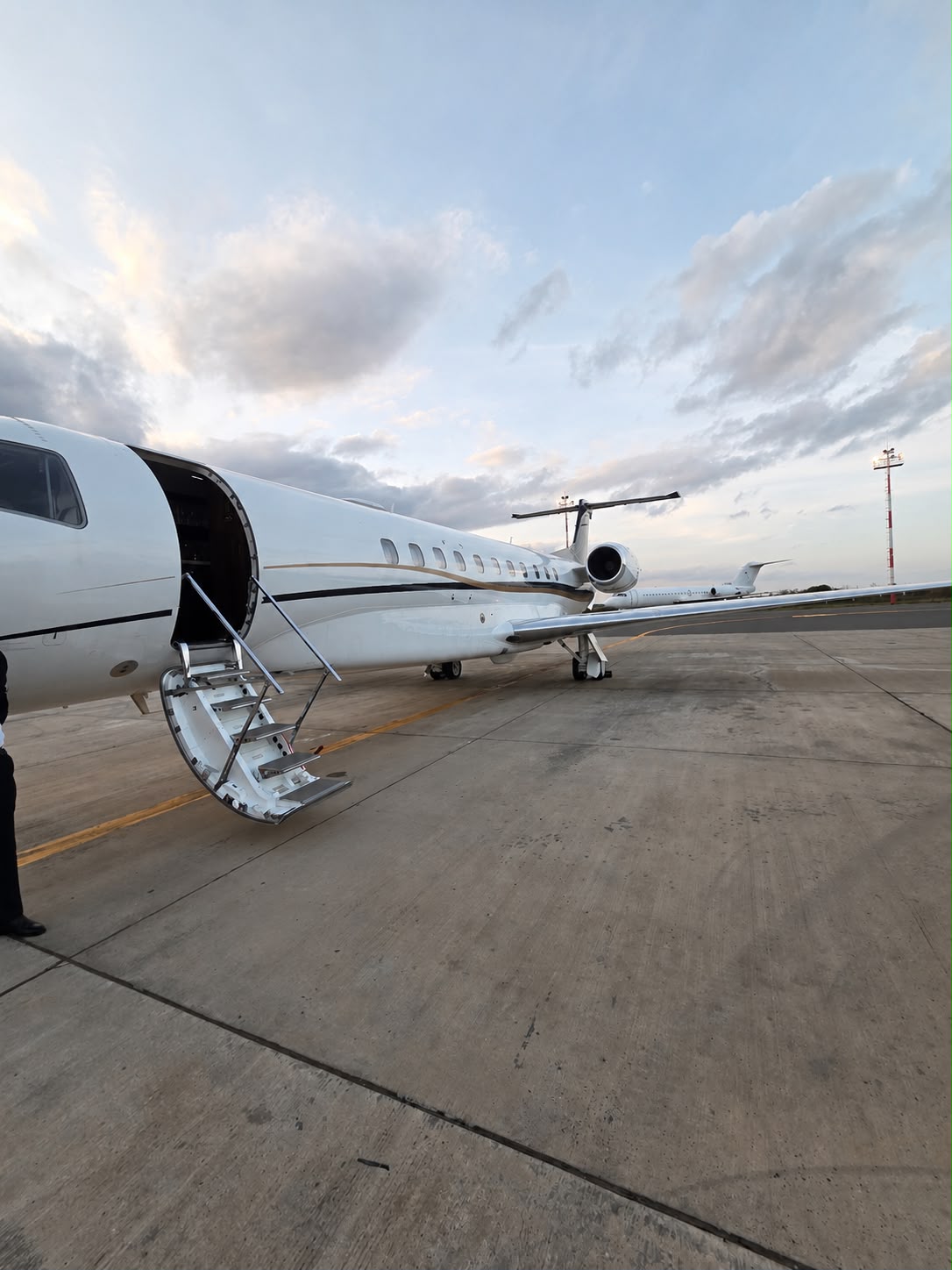 Embraer Legacy 650 private jet on the apron